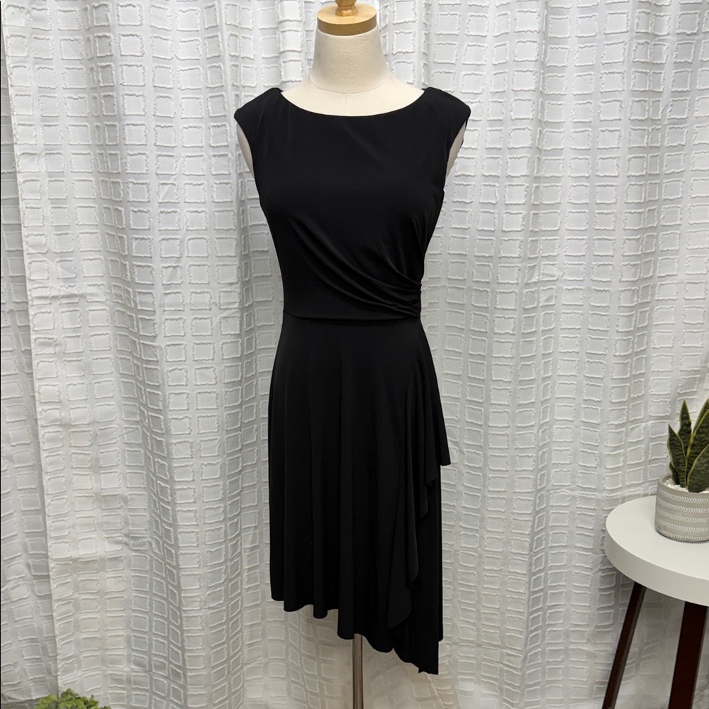London Times Black Asymmetrical Dress